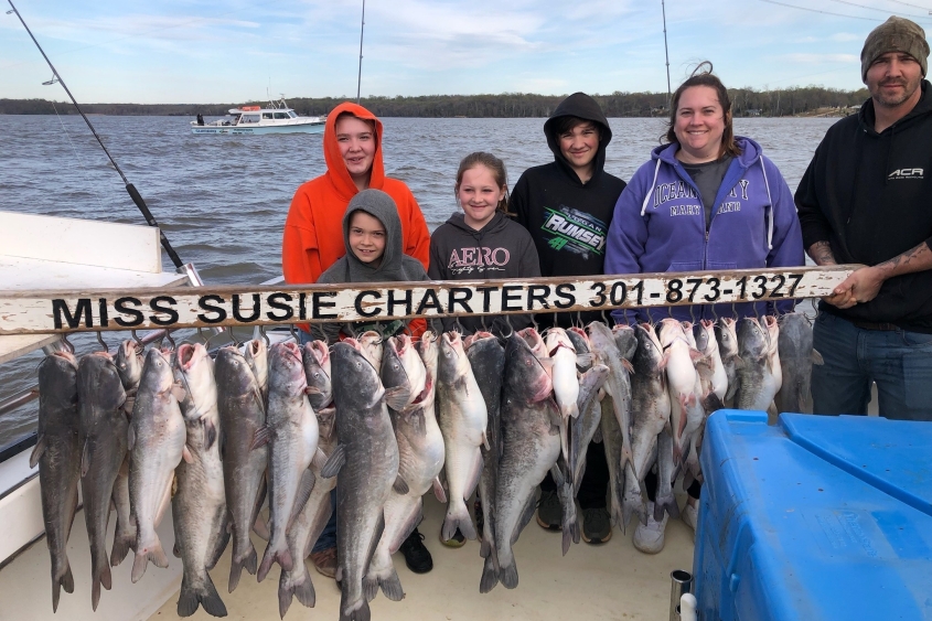 Big day of fishing on both morning and afternoon Blue Catfish Charters!